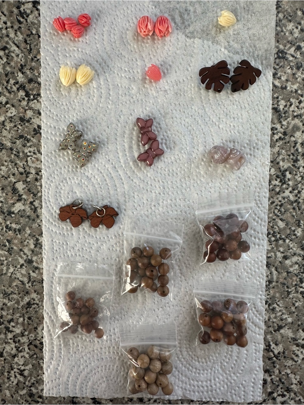 Assorted Beads Charms Nature-Inspired Wood Butterfly Shell Flower DIY Jewelry